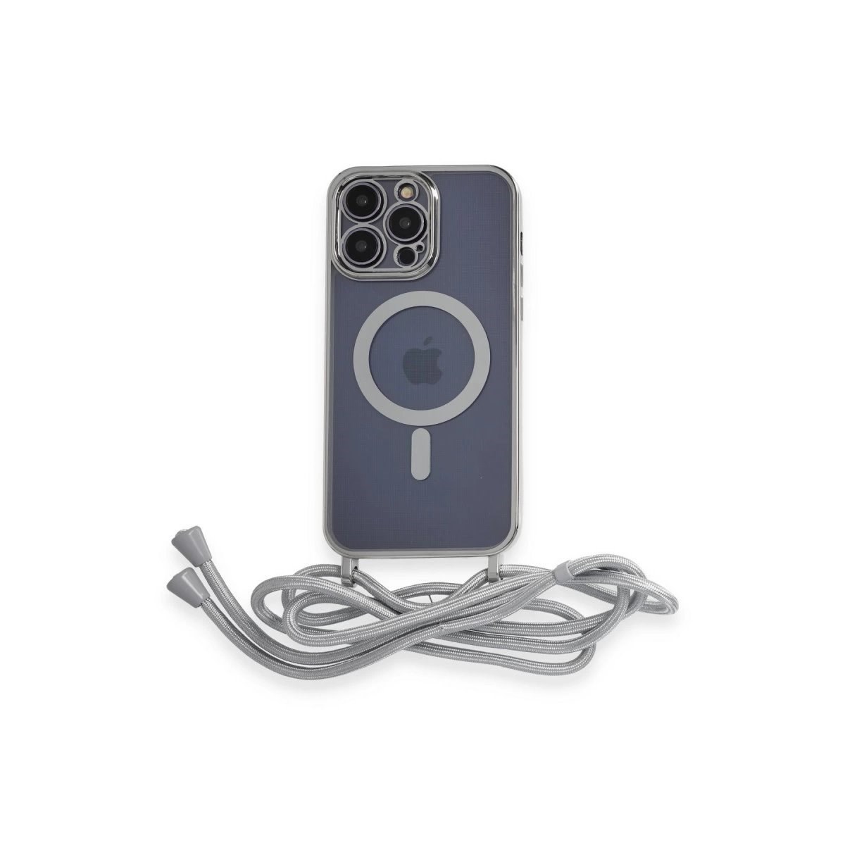 İphone 14 Pro Kılıf Divo Lazer Askılı Magsafe Kapak - Gümüş