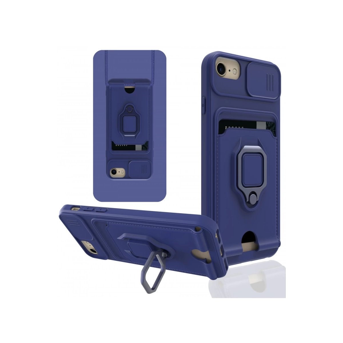 İphone 7 Kılıf Zuma Kartvizitli Yüzüklü Silikon - Lacivert