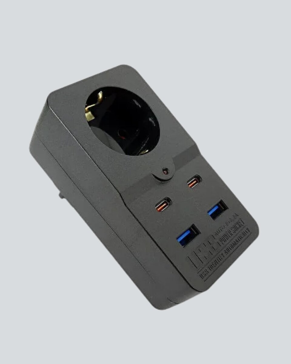 Isıya Dayanıklı PC Gövdeli Akım Korumalı Priz 4 USB Yeni Nesil