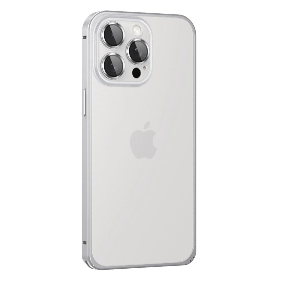 Joko Apple İphone 15 Pro Max Metal Bumper Mat Kapak - Gümüş