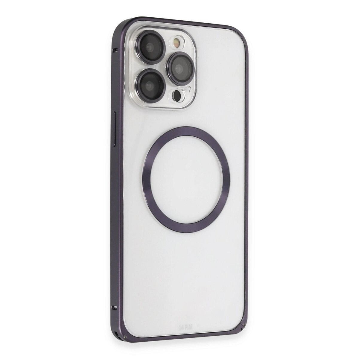 Joko İphone 14 Pro Kılıf Metal Bumper Magneticsafe Kapak - Derin Mor