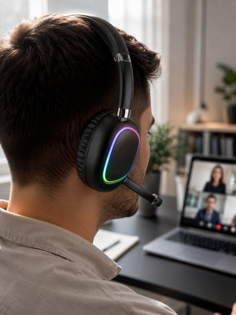 Kablosuz Bluetooth 5.0 Kulaklık RGB Işıklı Tasarım