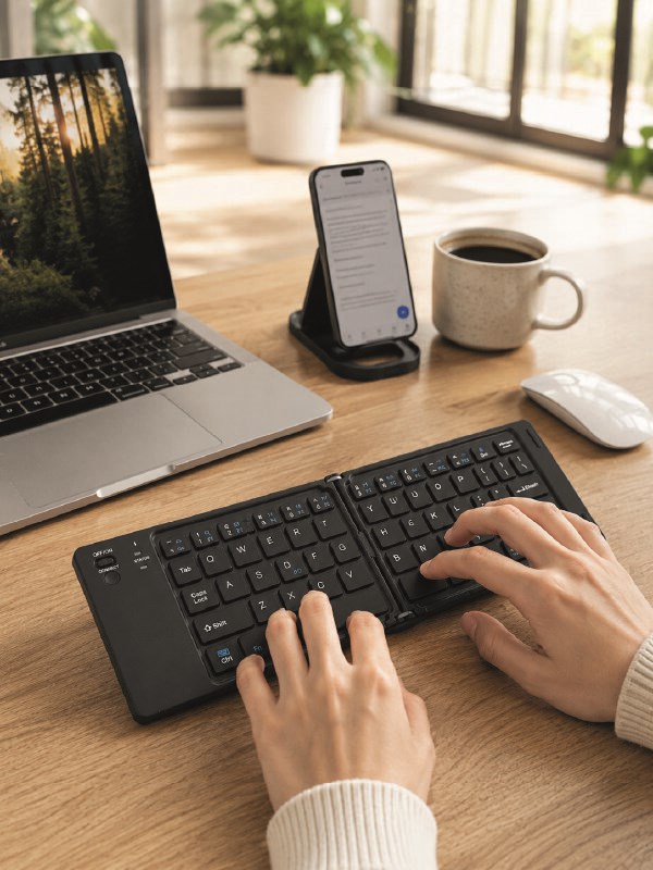 Kablosuz Katlanabilir Bluetooth Klavye Telefon Tablet Bilgisayar Uyumlu