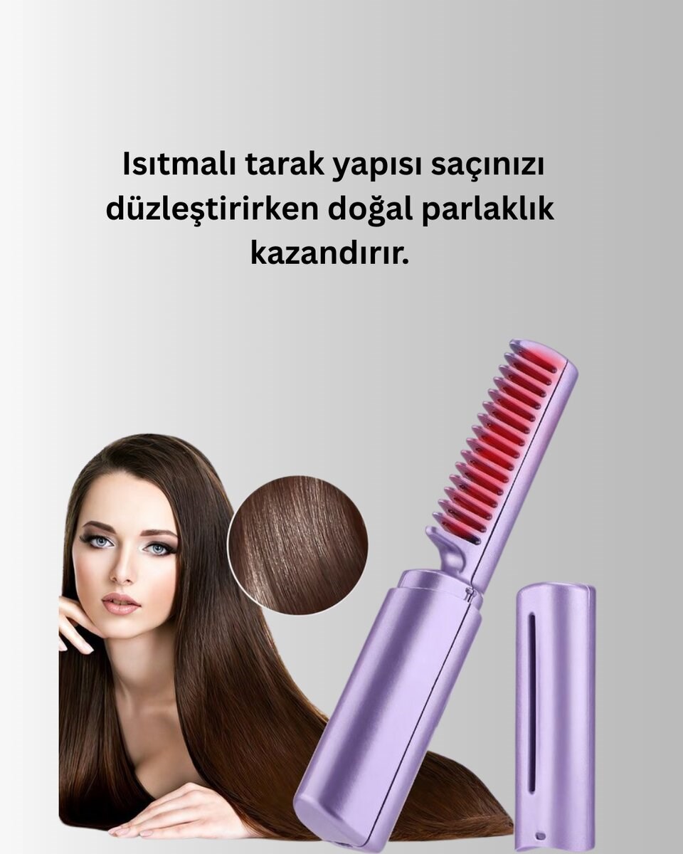 Kablosuz USB Şarjlı Saç Düzleştirici Tarak – Seyahat Boy