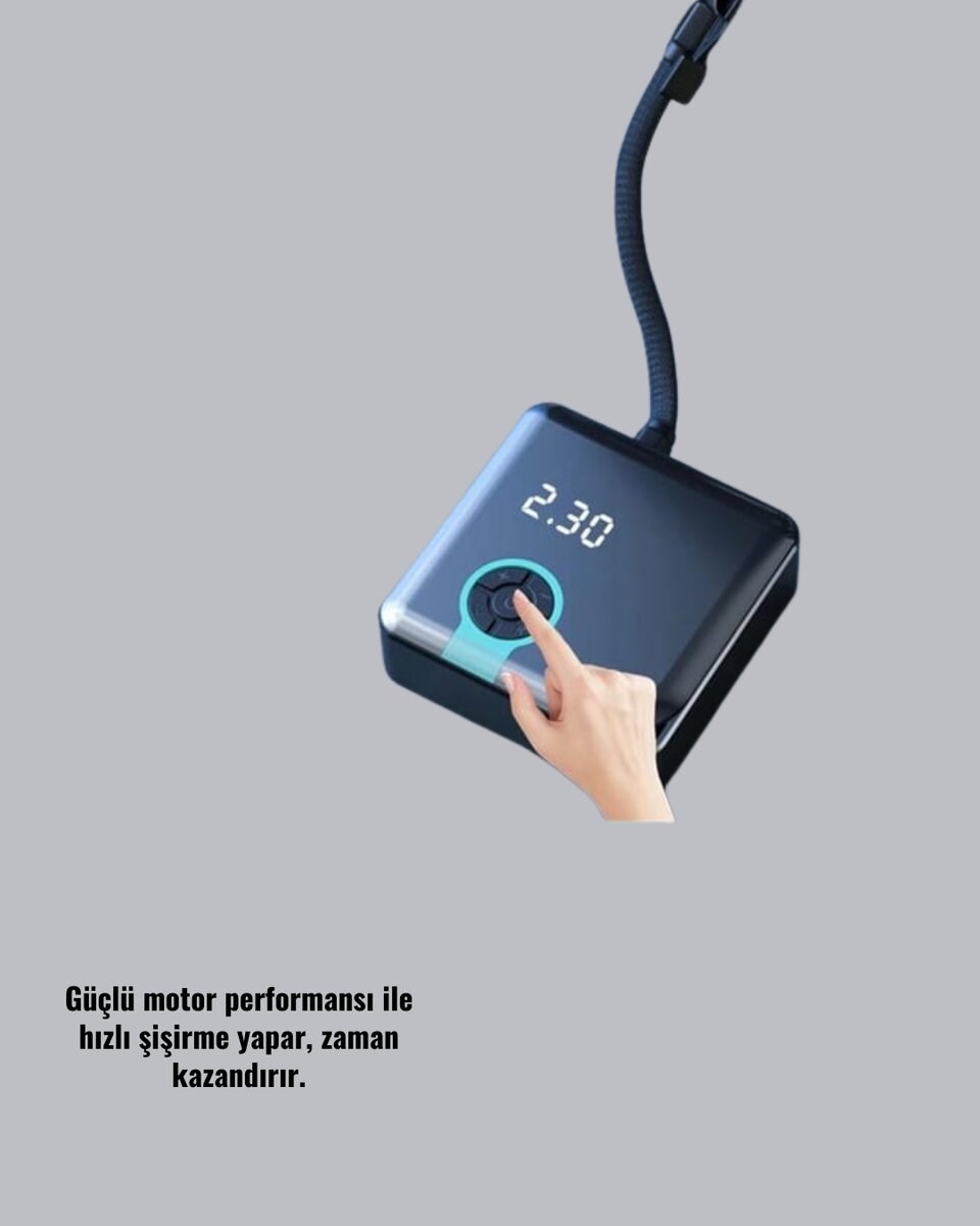 Kompakt Tasarımlı LED Işıklı Taşınabilir Hava Kompresörü