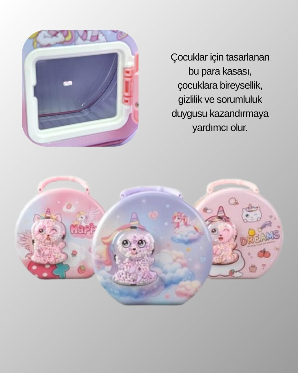 Mini Çocuk Para Kasası Güvenli Kilitli Birikim Kutusu