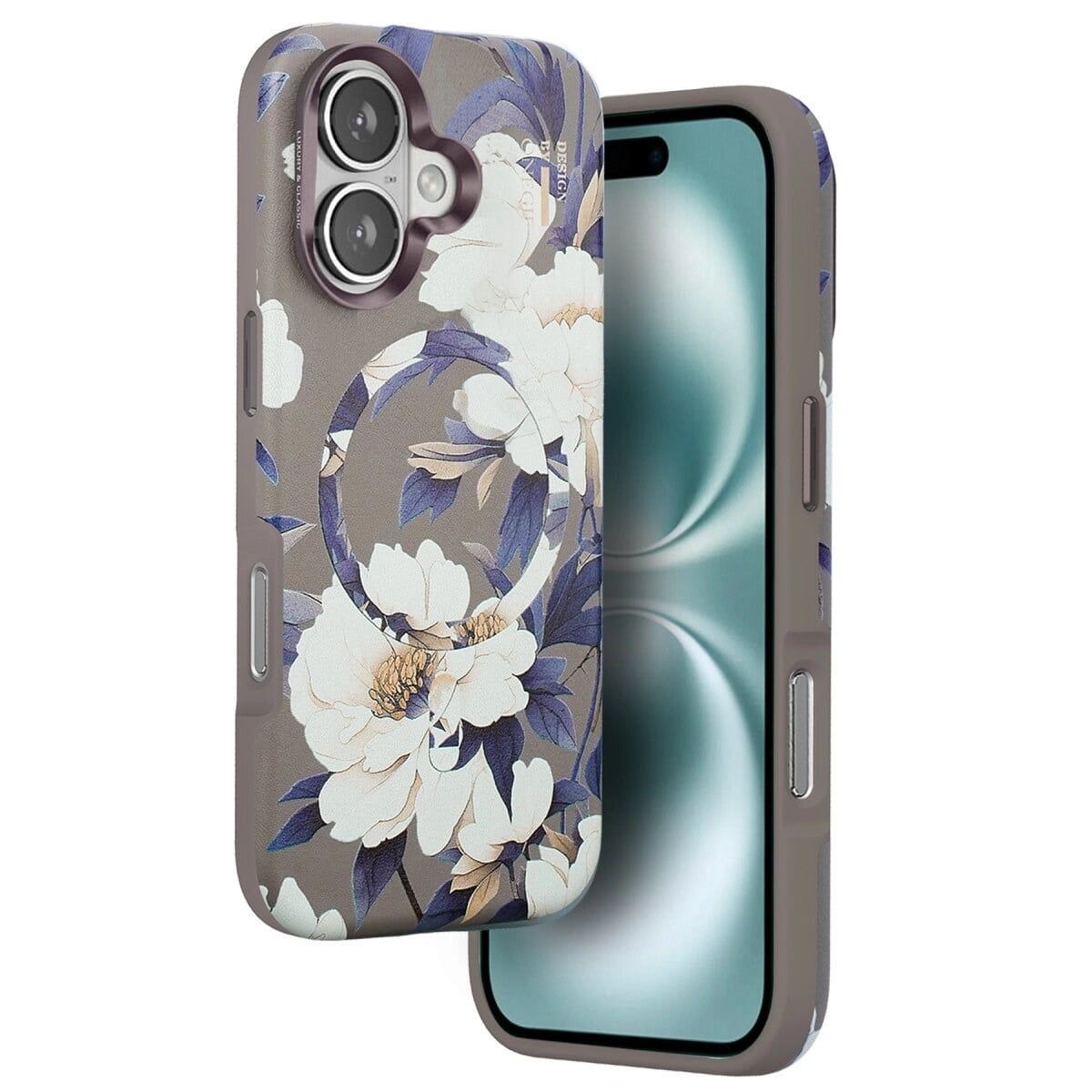 Onegif Apple İphone 16 Flower Series Magsafe Kapak - Gri
