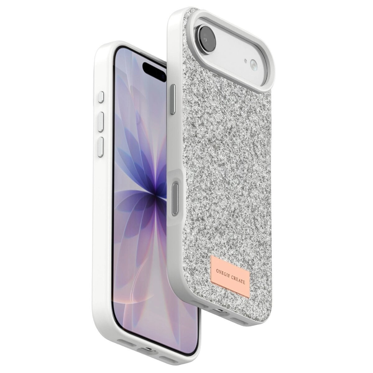 Onegif Apple İphone 17 Air Bright Simli Kapak - Beyaz