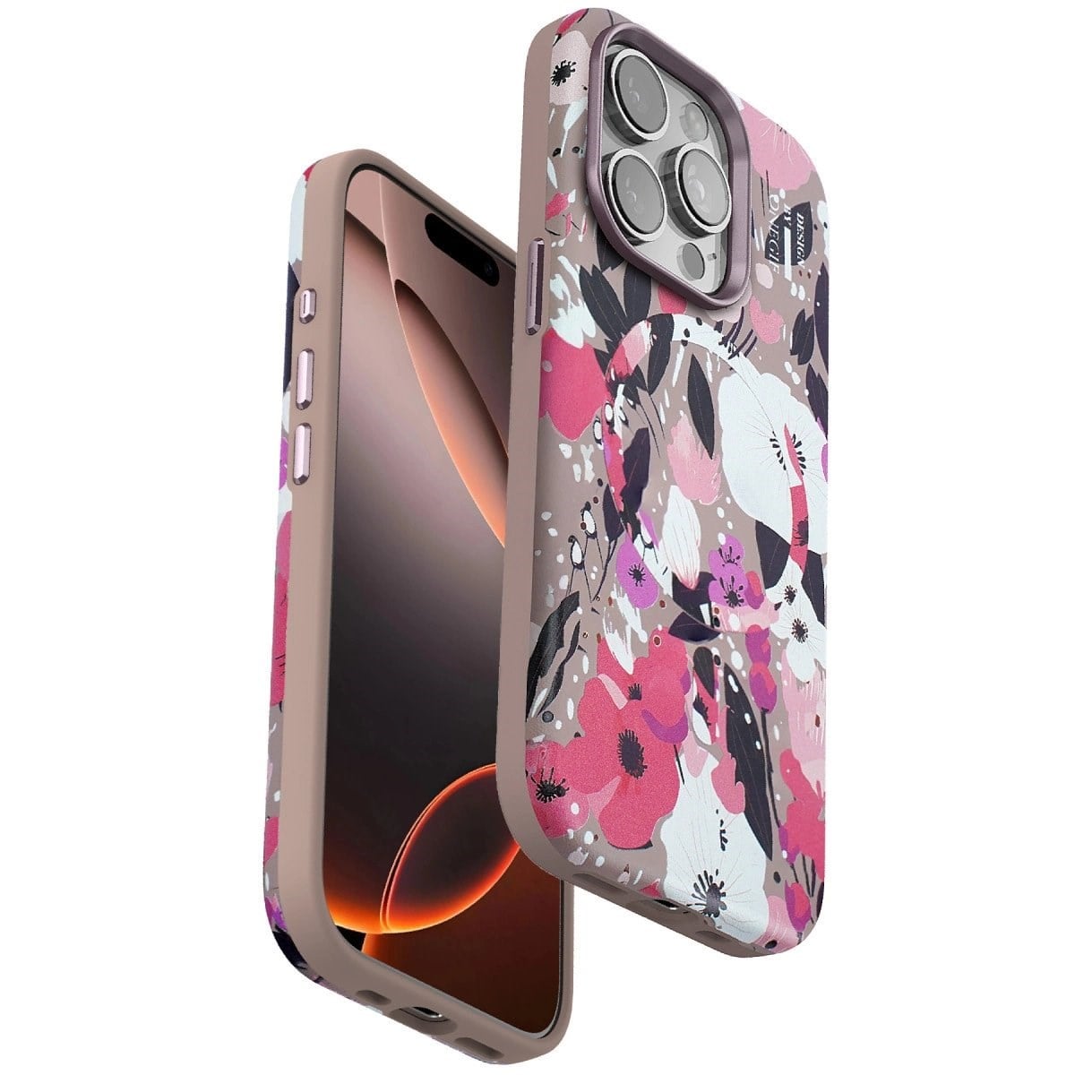 Onegif İphone 14 Pro Flower Series Magsafe Kapak - Pembe