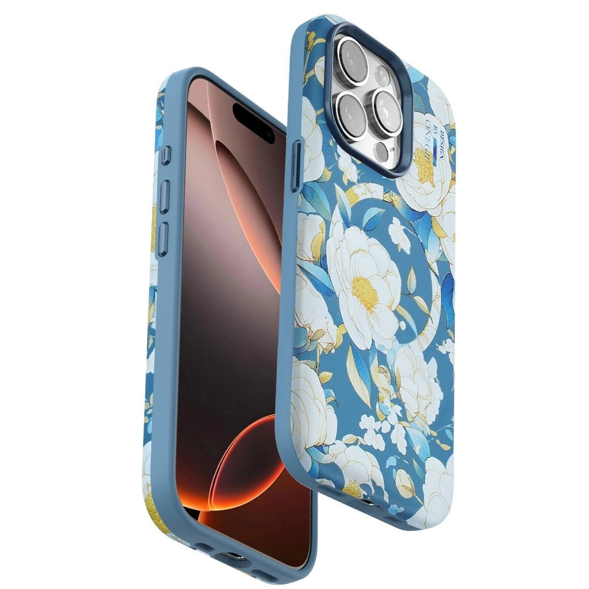 Onegif İphone 15 Pro Flower Series Magsafe Kapak - Mavi