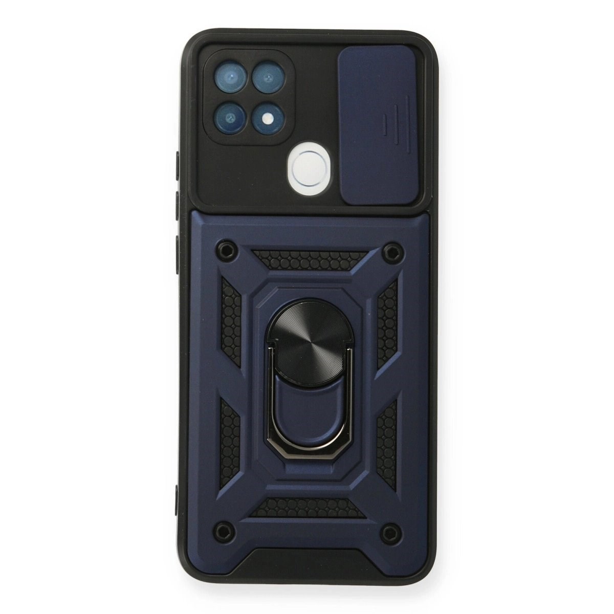 Oppo A15 Kılıf Pars Lens Yüzüklü Silikon - Lacivert