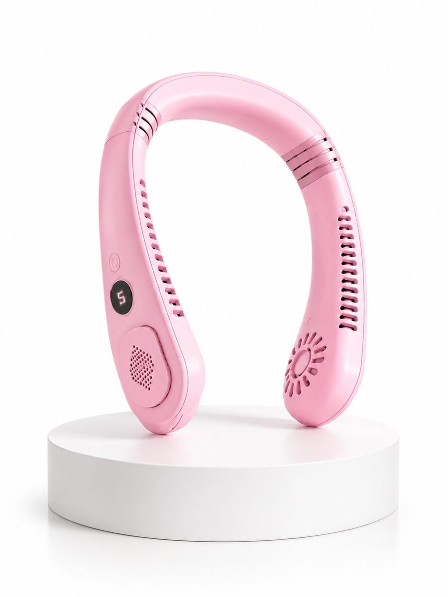 Pembe Boyun Fanı Sessiz Çalışan USB Şarjlı Taşınabilir Kişisel Serinletici