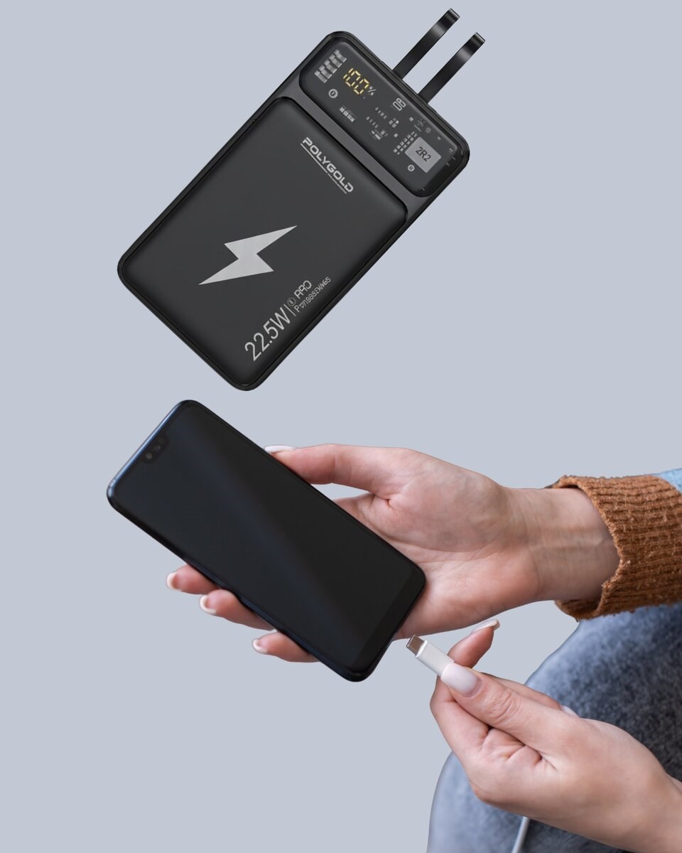 Powerbank Dahili Ekranlı 10000 mAh Çift Kablolu Yeni Nesil