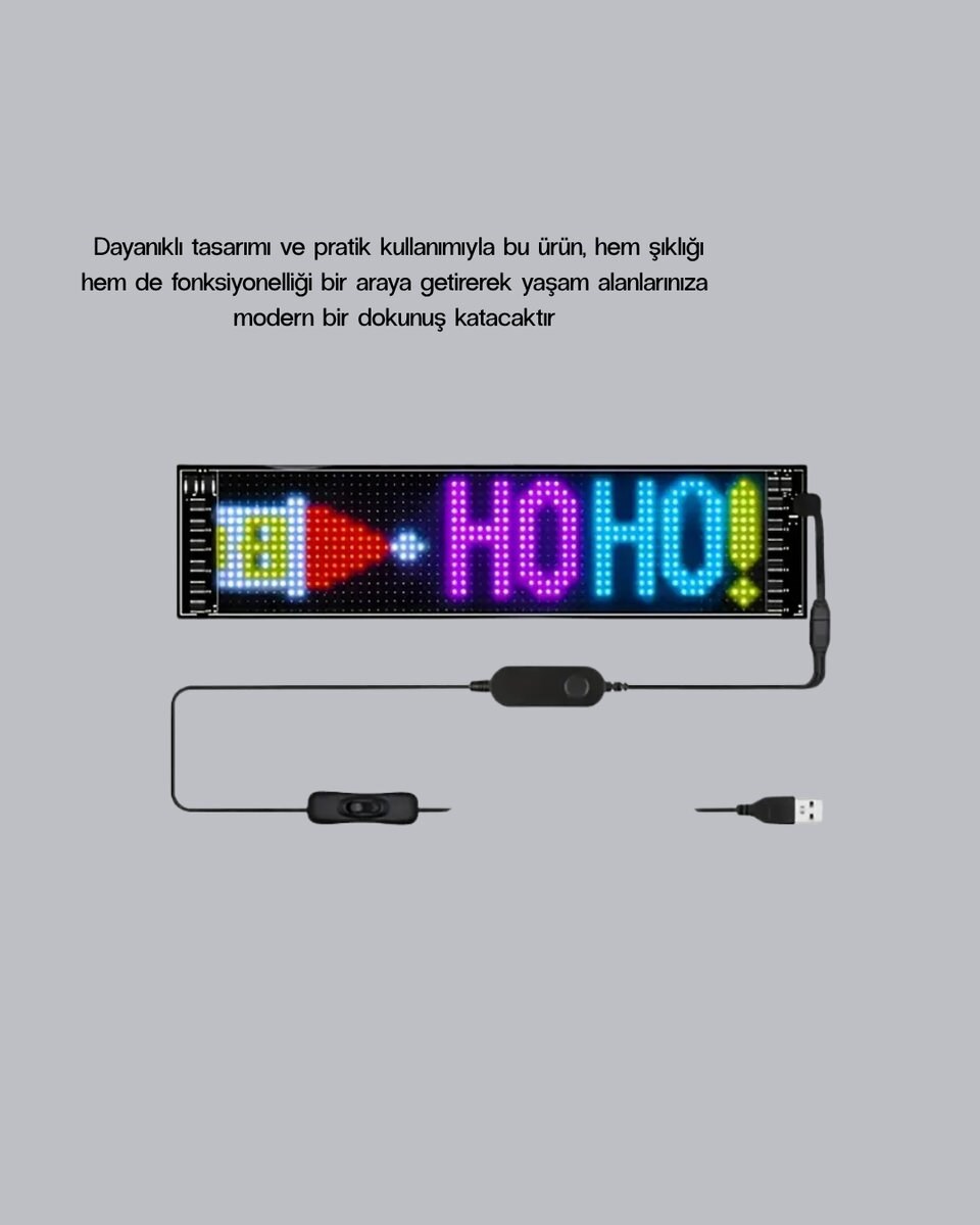 RGB LED Panel – USB Güç Girişli, GIF ve Yazı Gösterimli Akıllı Ekran