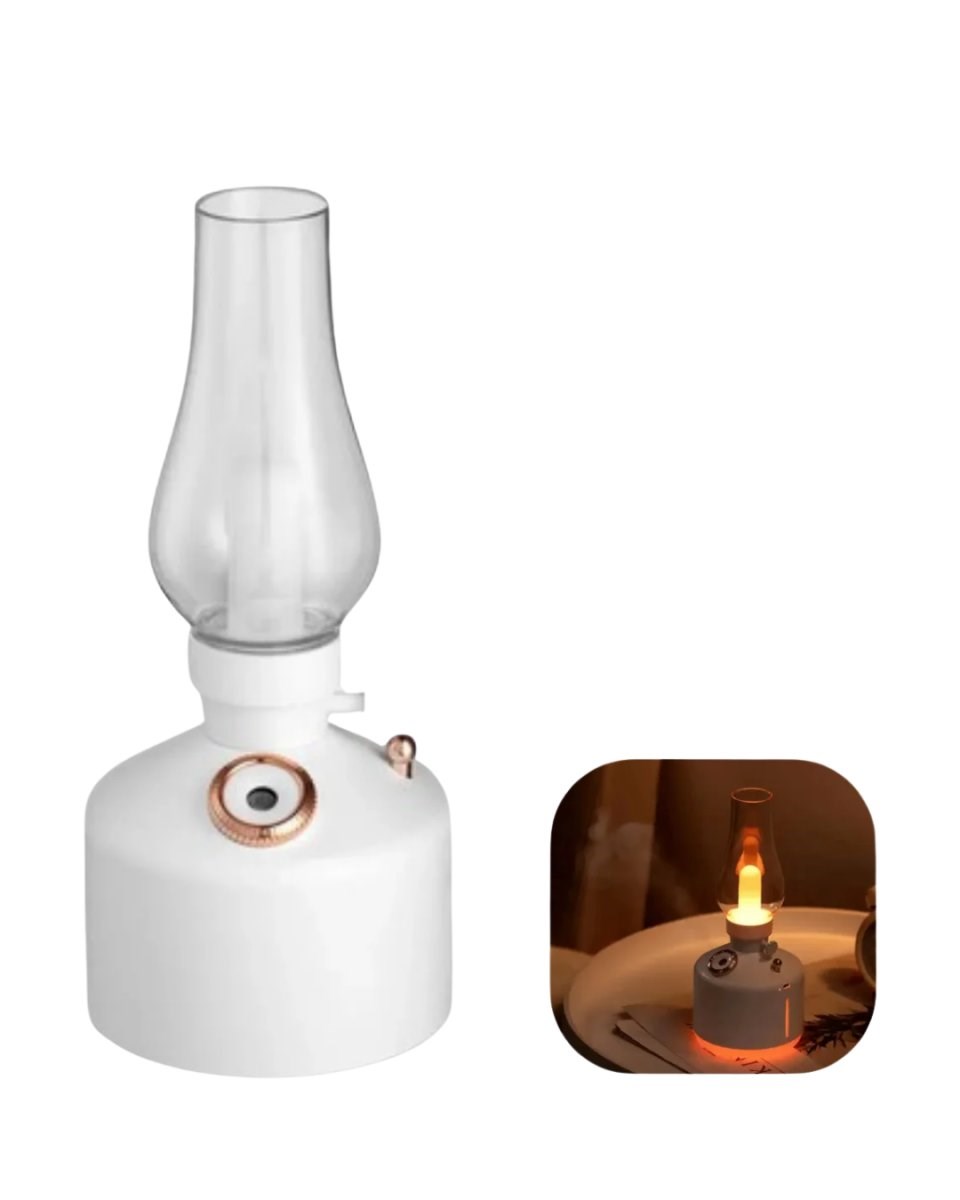 Retro Gaz Lambası Tasarımlı USB Şarjlı Aroma Difüzörü 280 ml Nano Mist Nemlendirici