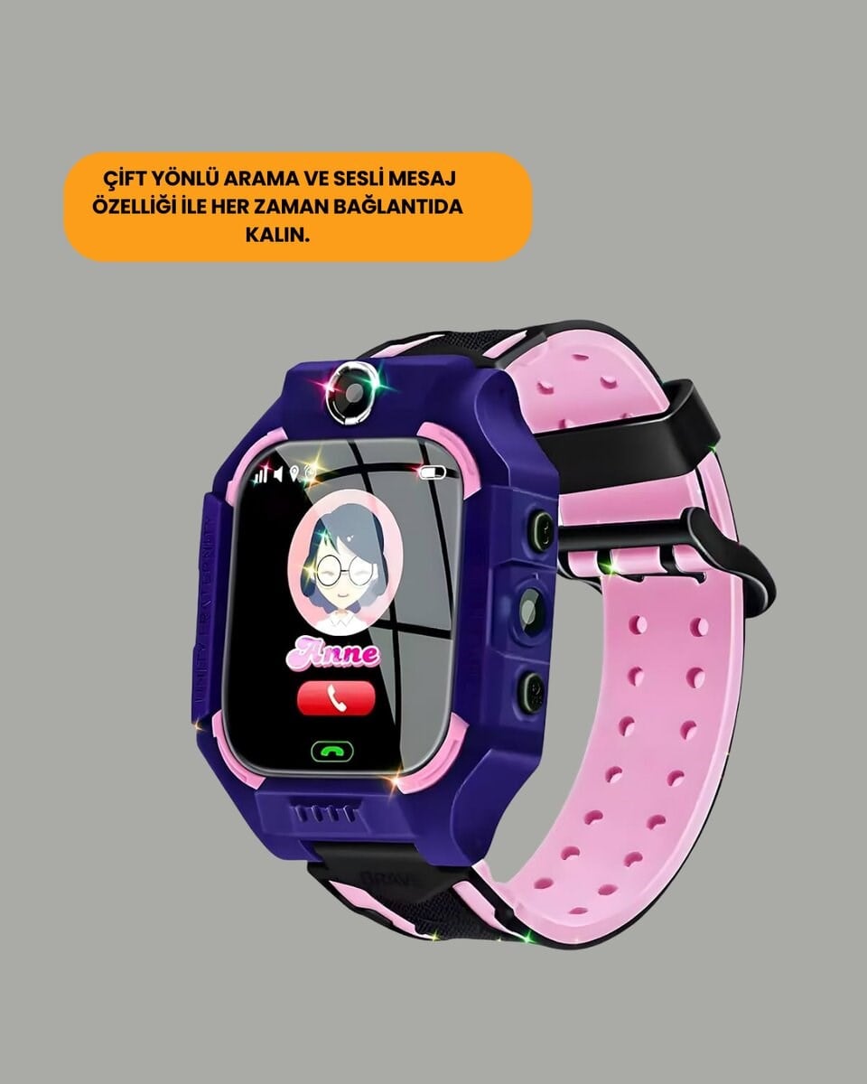 S10 Akıllı Çocuk Saati Mor Tasarım Adımsayar ve Alarm Fonksiyonlu