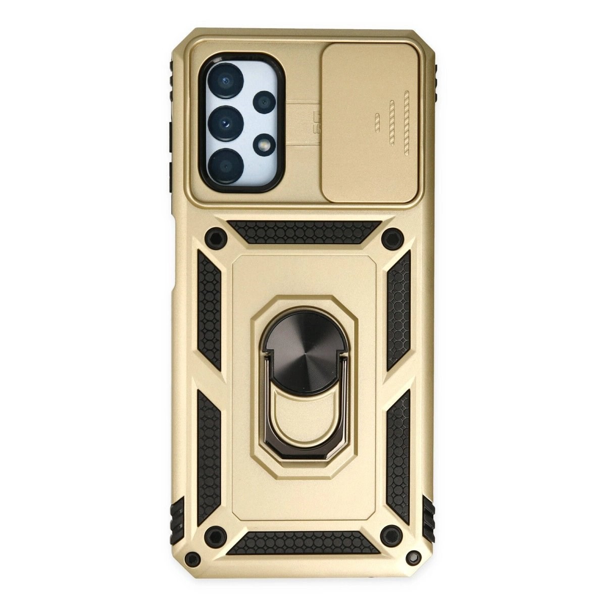 Samsung Galaxy A13 4g Kılıf Pars Lens Yüzüklü Silikon - Gold