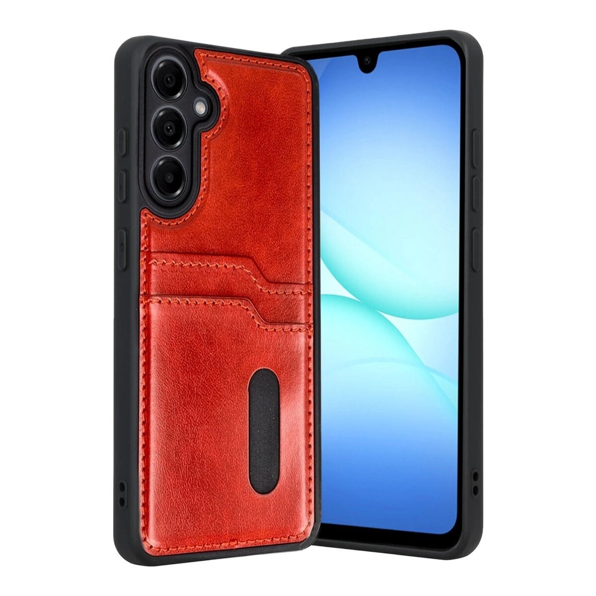Samsung Galaxy A17 5g Sara Kartvizitli Deri Kılıf - Kırmızı