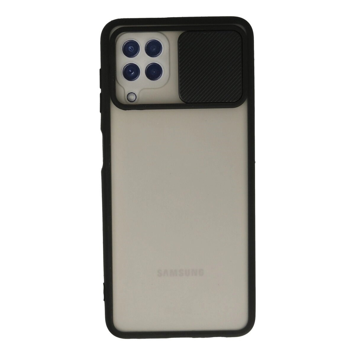 Samsung Galaxy A22 Kılıf Palm Buzlu Kamera Sürgülü Silikon - Siyah