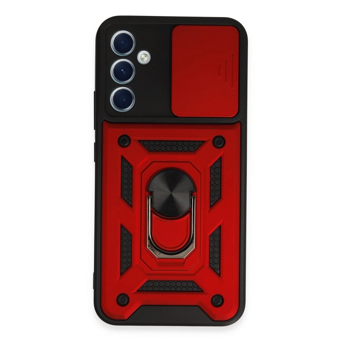 Samsung Galaxy A34 5g Kılıf Pars Lens Yüzüklü Silikon - Kırmızı