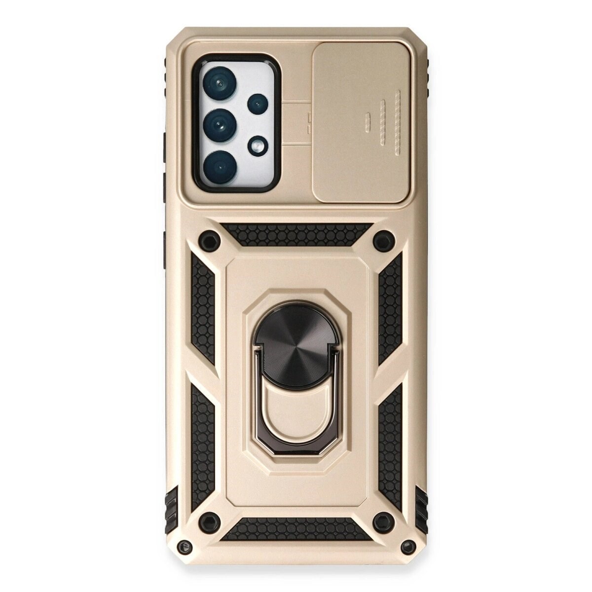 Samsung Galaxy A53 5g Kılıf Pars Lens Yüzüklü Silikon - Gold