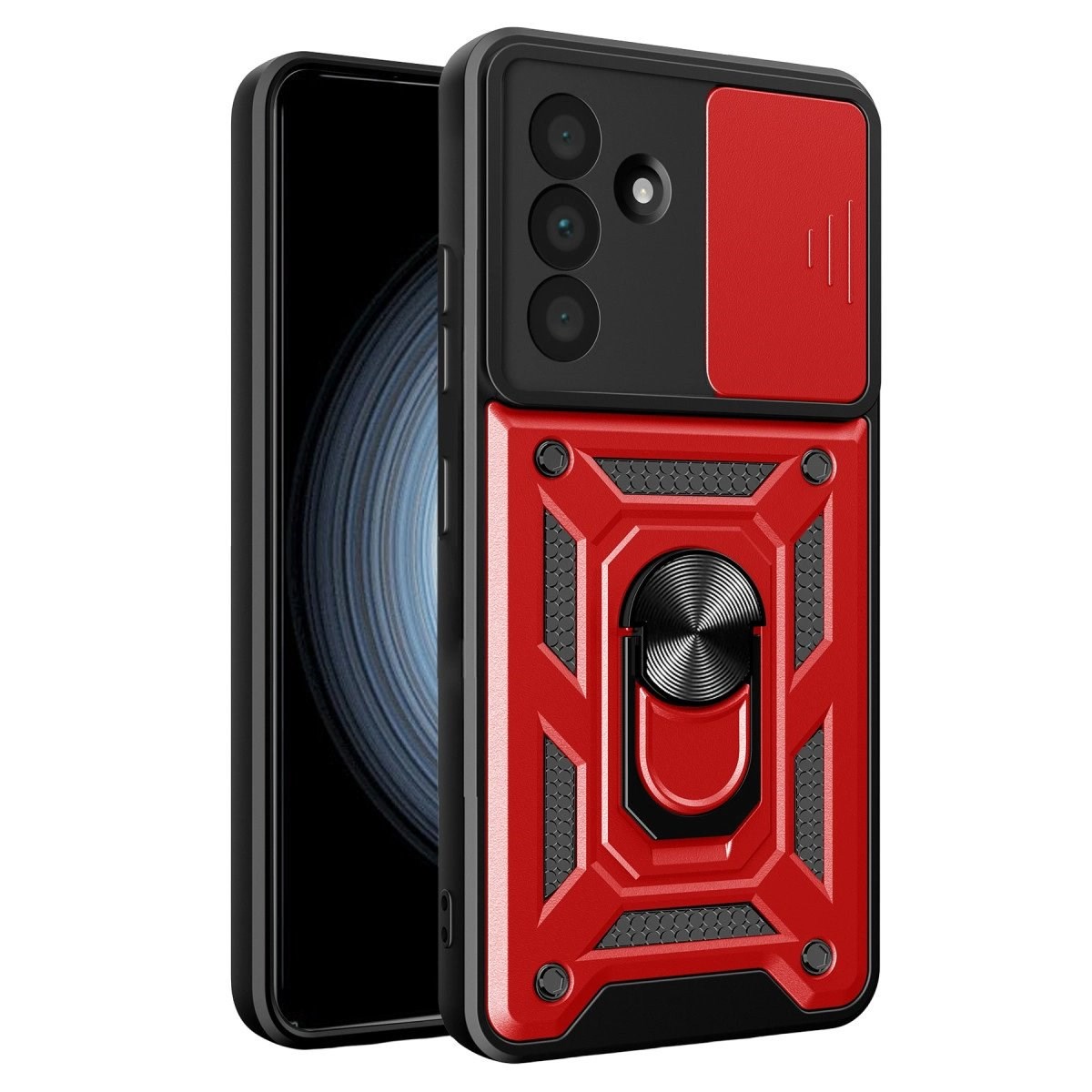 Samsung Galaxy A57 5g Pars Lens Yüzüklü Silikon - Kırmızı