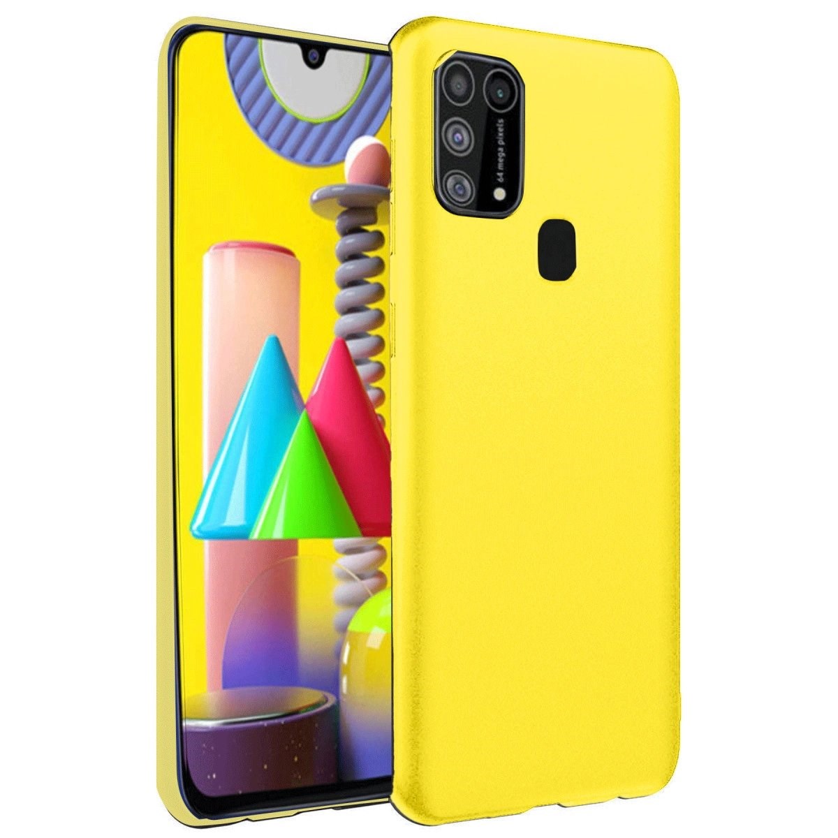 Samsung Galaxy M31 Kılıf Nano İçi Kadife Silikon - Sarı