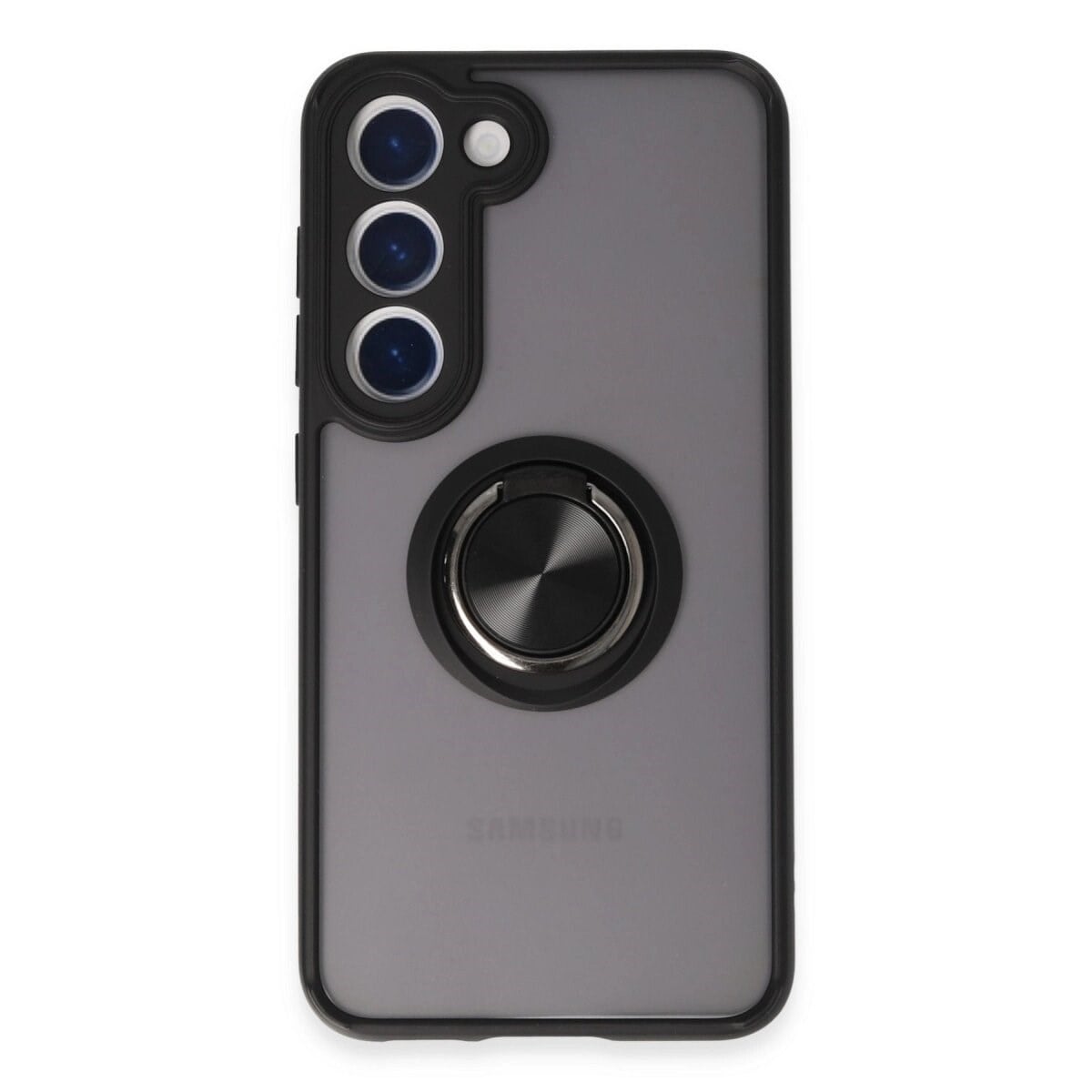 Samsung Galaxy S23 Kılıf Montreal Yüzüklü Silikon Kapak - Siyah