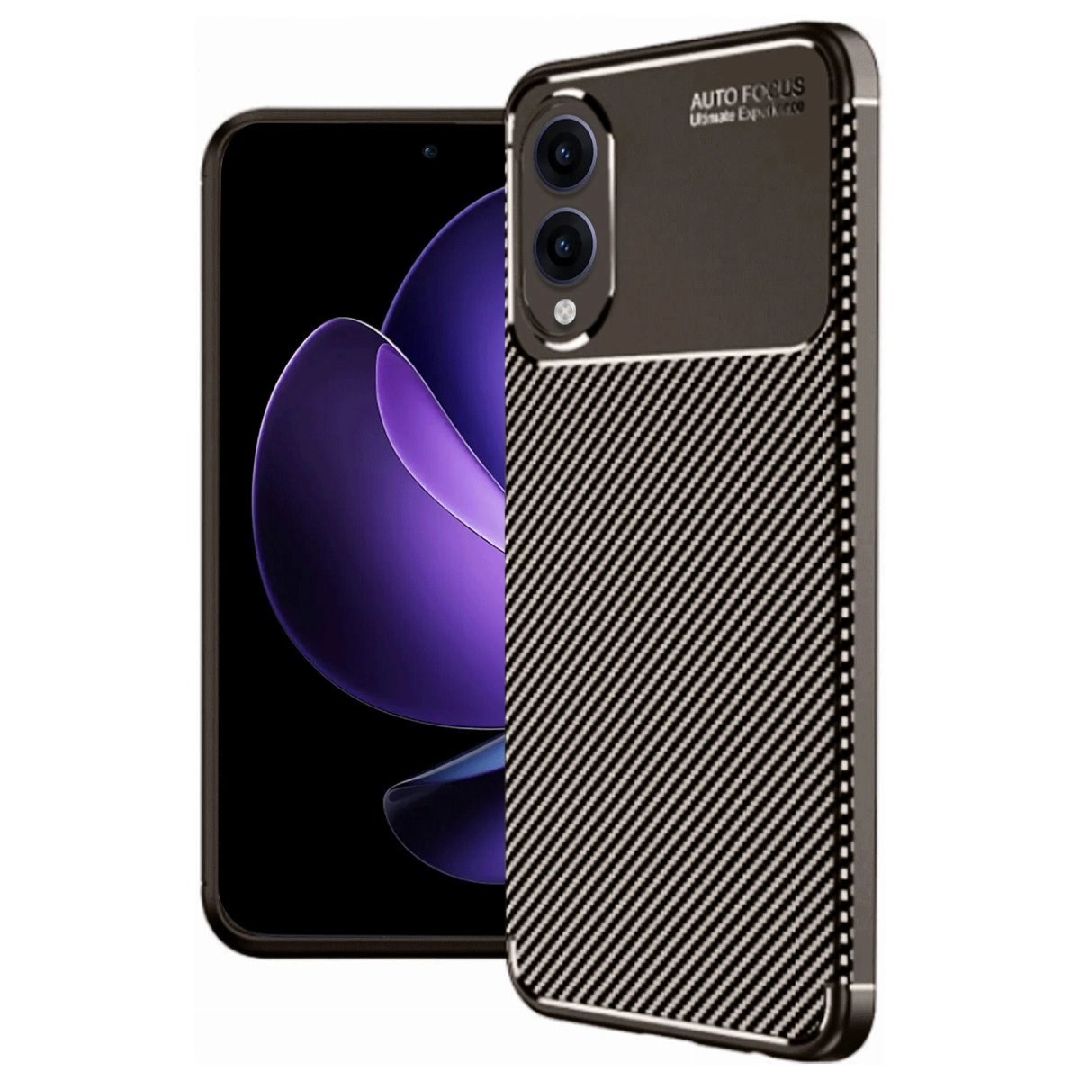 Samsung Galaxy S25 Edge Kılıf Auto Focus Karbon Kapak - Kahverengi