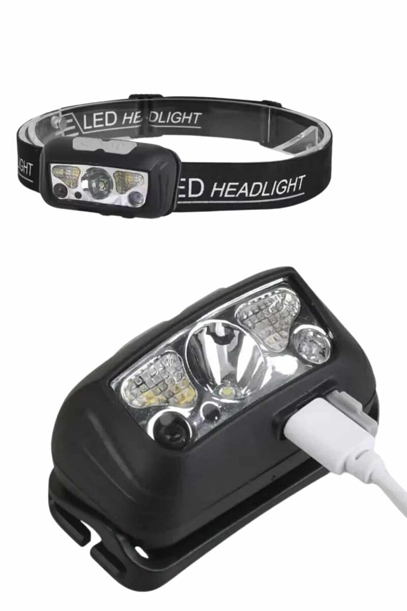 Sensörlü Şarjlı Type-c Şarj Işıklı Kafa Lambası Kamp Lambası