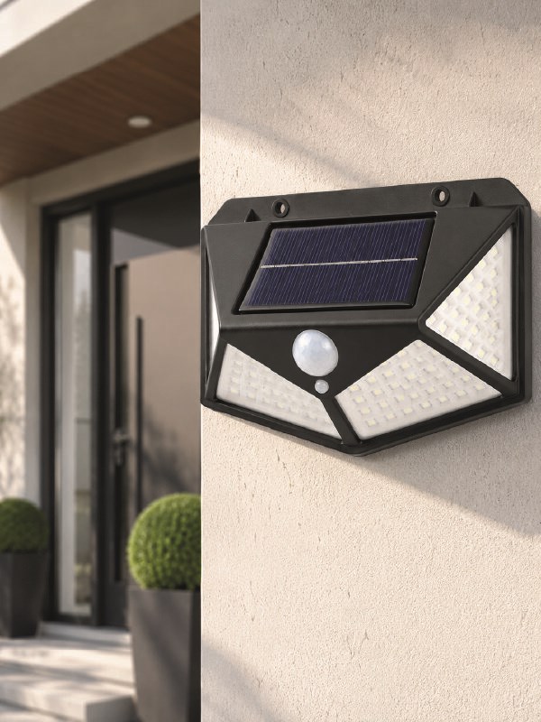 Solar LED Bahçe Aydınlatma Lambası 3 Işık Modlu Sensörlü Duvar Tipi Dış Mekan
