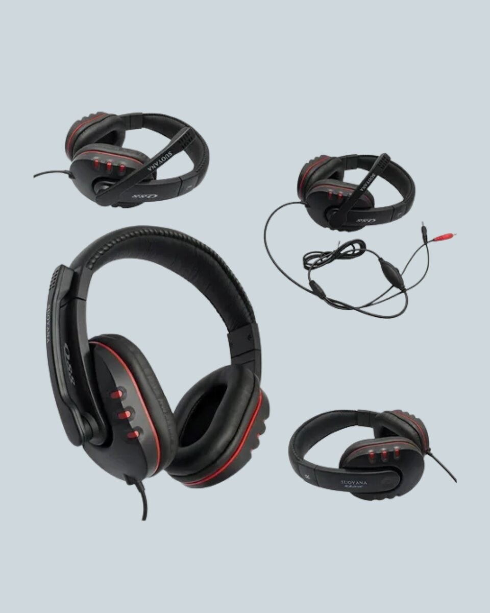 Stereo KırmızıKulaklığı Yumuşak Pedli Mikrofonlu