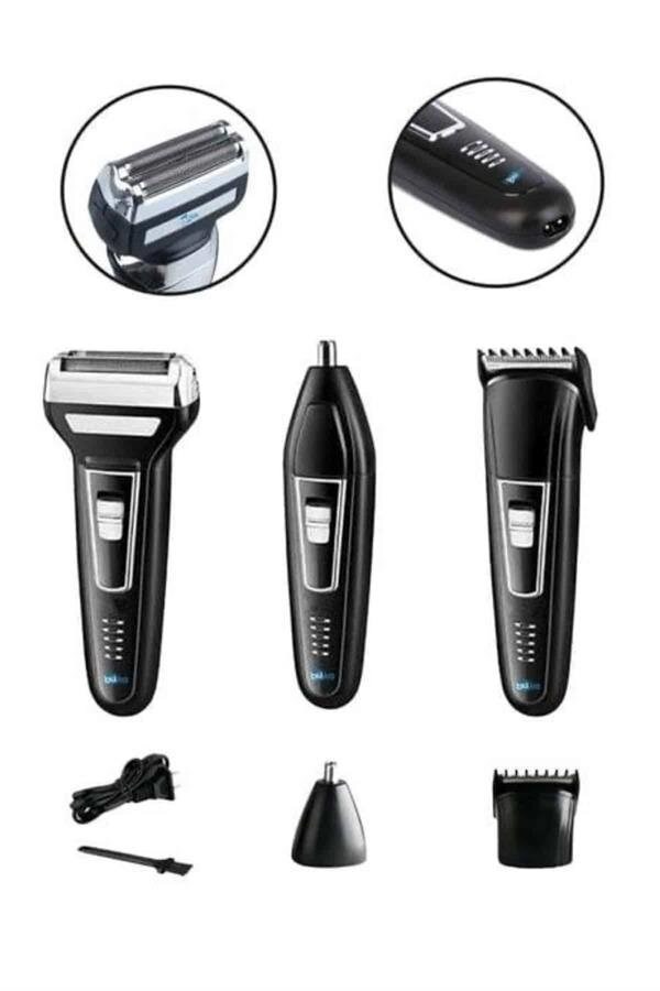 Tıraş Makinesi 3 Başlıklı T Başlıklı Hassas Ciltlere Özel Saç Sakal Vücut Kulak ve Burun