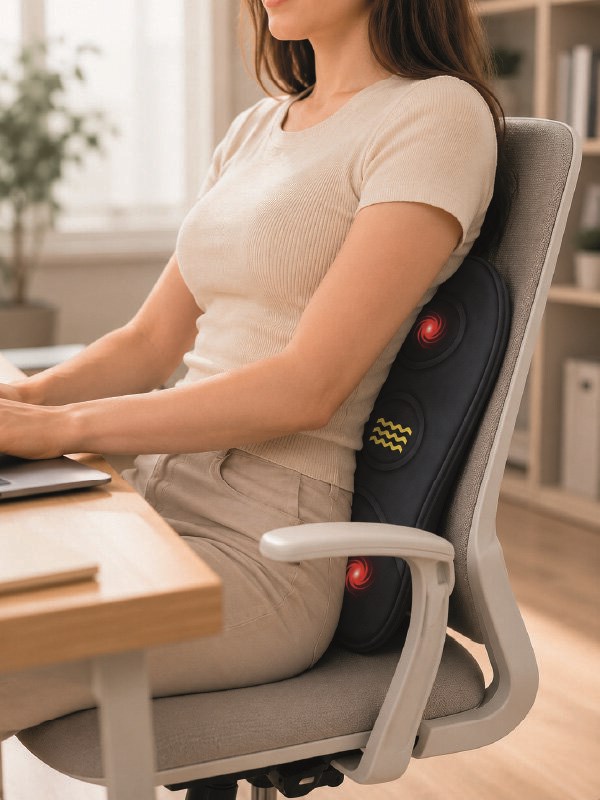 Titreşimli Isıtmalı Sırt ve Bel Masaj Minderi Ergonomik Tasarım