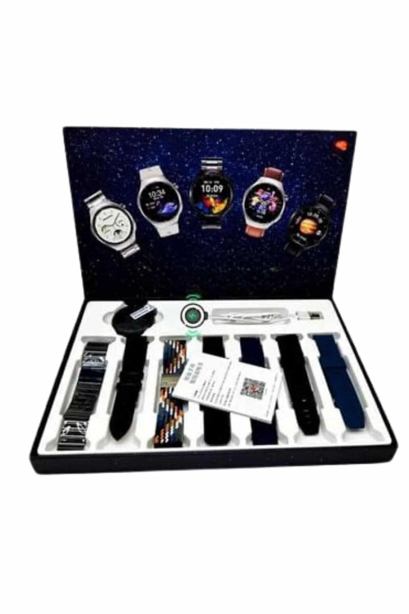 Unısex Yuvarlak Ekranlı 7 Kordonlu Akıllı Saat GPS Destekli Çoklu Kordon Seçeneği