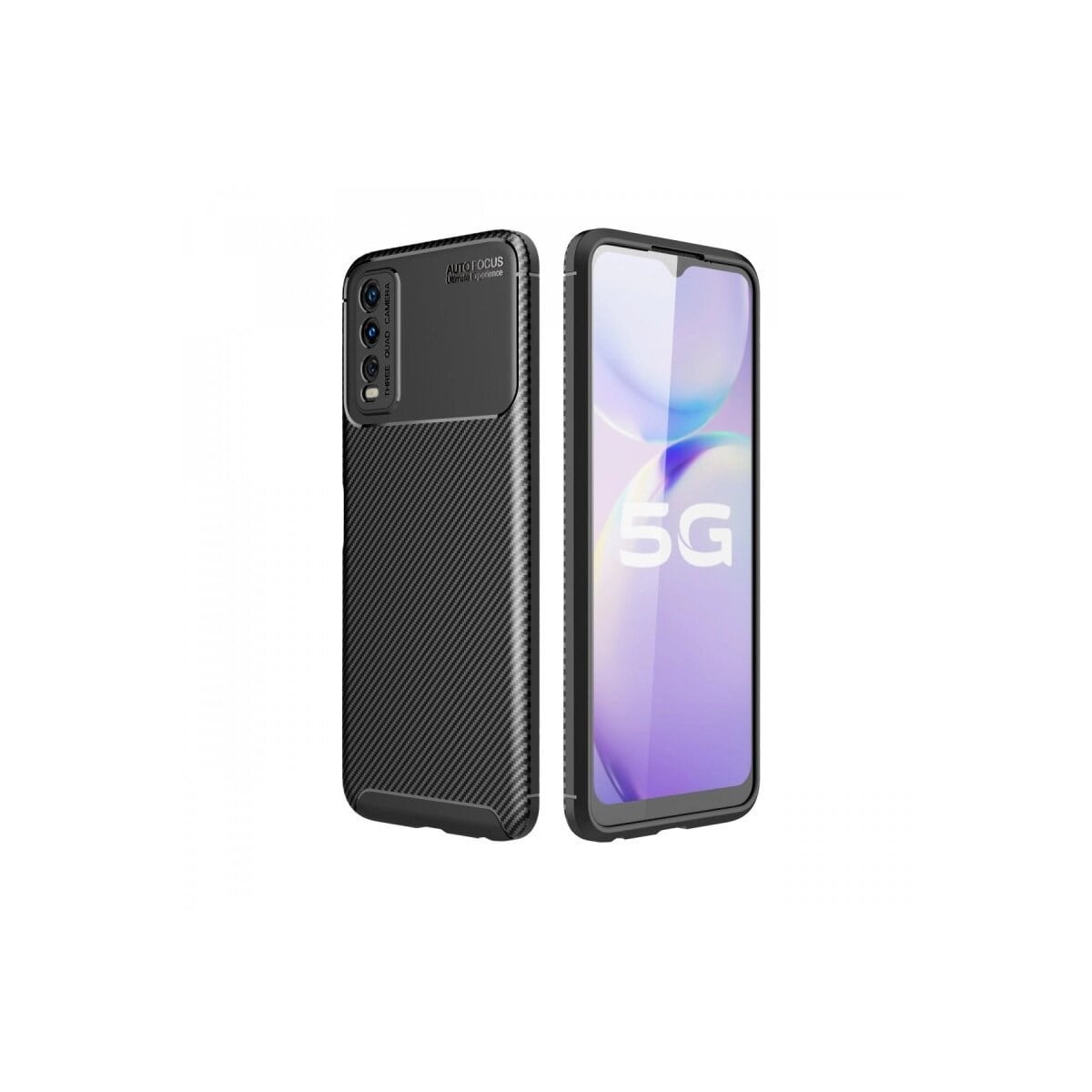 Vivo Y11s Kılıf Auto Focus Karbon Kapak - Siyah