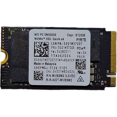 WD 1TB SN500S SDEPMSJ-1T00-1101 6000-5400MB/s 2242 MS NVME GEN4 Disk Kutusuz