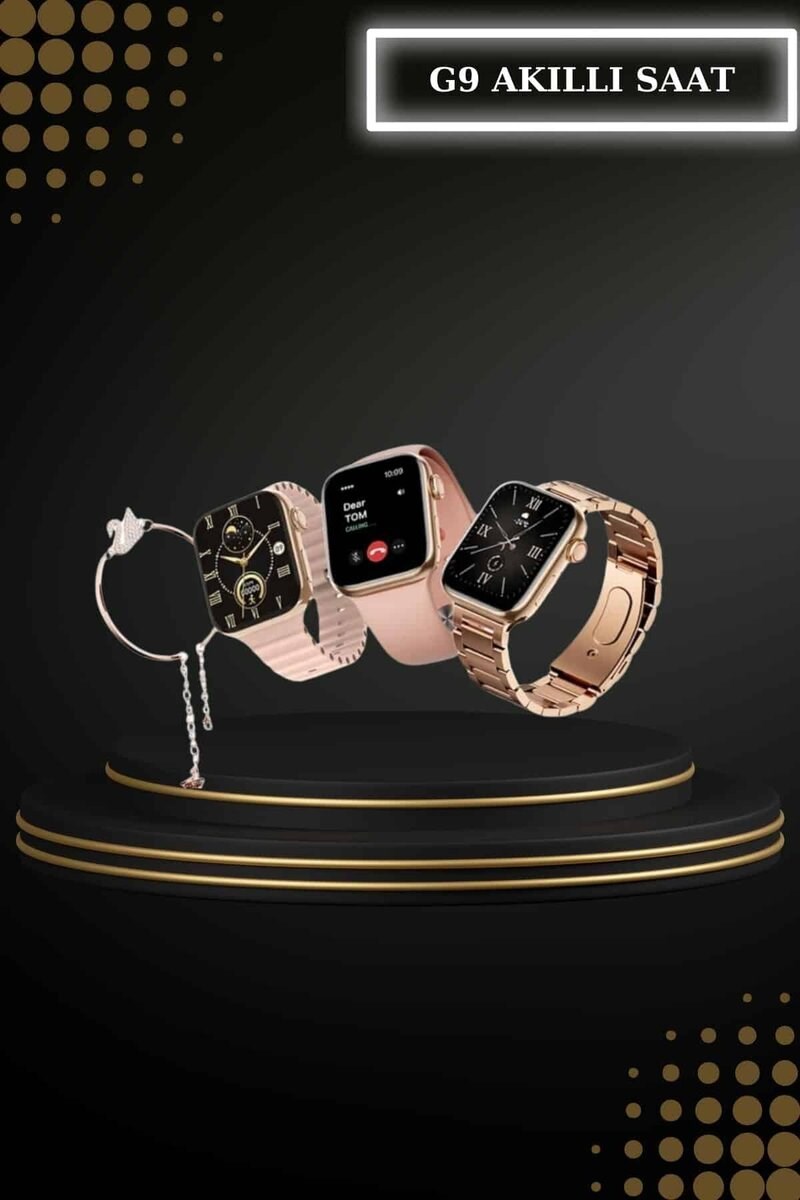 Wireless Şarjlı Pembe Akıllı Saat ve Kablosuz Bluetooth Kulaklık Dokunmatik Kontrol