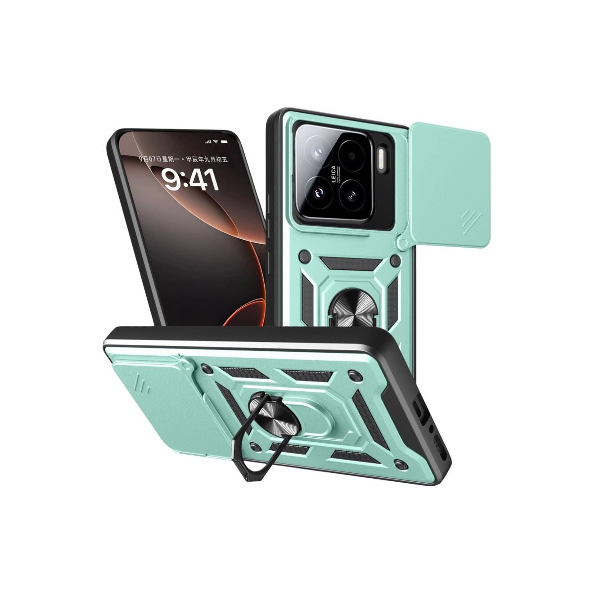 Xiaomi Mi 15 Kılıf Pars Lens Yüzüklü Silikon - Yeşil