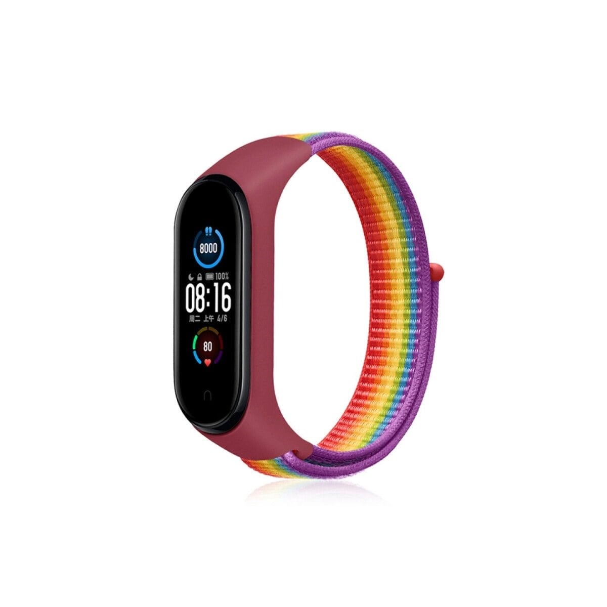 Xiaomi Mi Band 4 Hasırlı Cırtcırtlı Kordon (saat Değildir) - Gökkuşağı