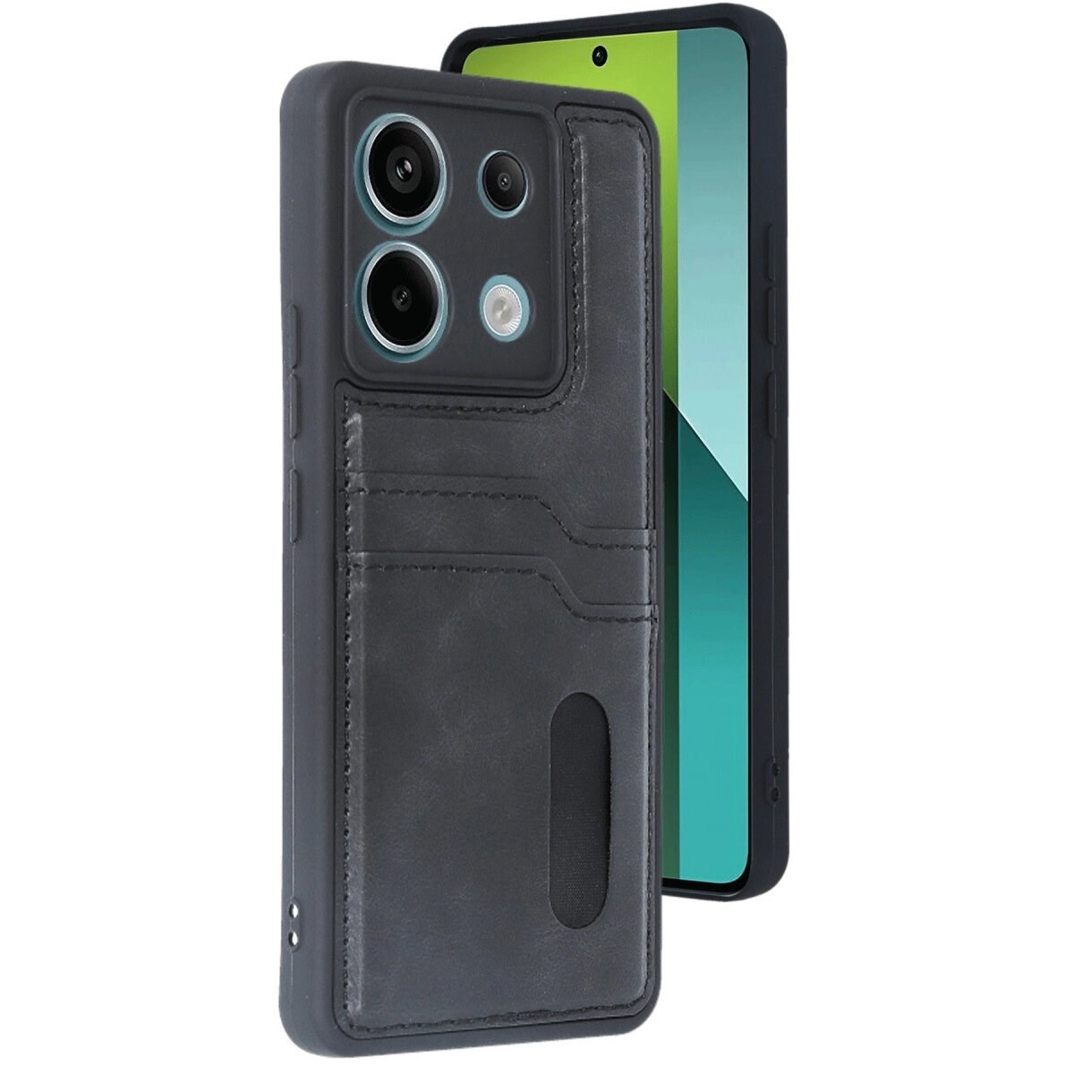 Xiaomi Redmi Note 13 Pro 4g Kılıf Sara Kartvizitli Deri Kılıf - Siyah