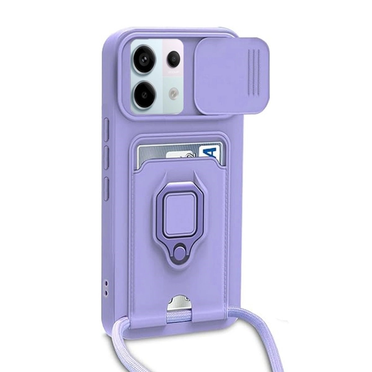 Xiaomi Redmi Note 13 Pro 5g Kılıf Zuma Kartvizitli Yüzüklü Silikon - Lila