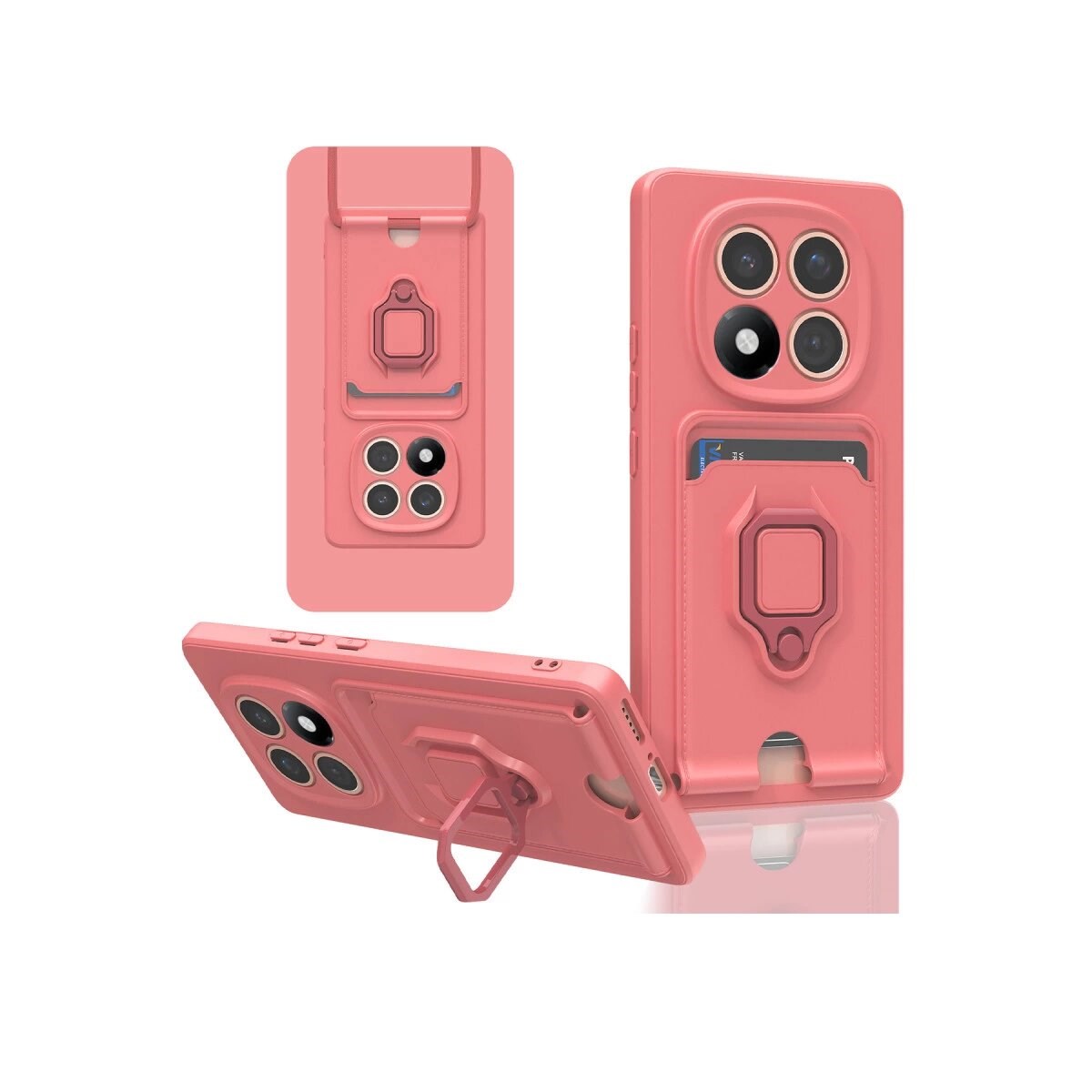 Xiaomi Redmi Note 14 Pro 5g Kılıf Zuma Kartvizitli Yüzüklü Silikon - Pembe