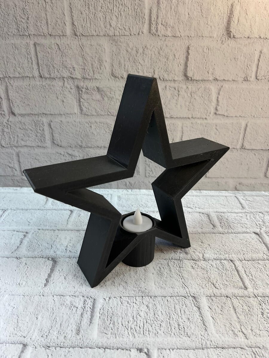 Yıldız Mumluk Siyah Modern Salon ve Raf Dekoru