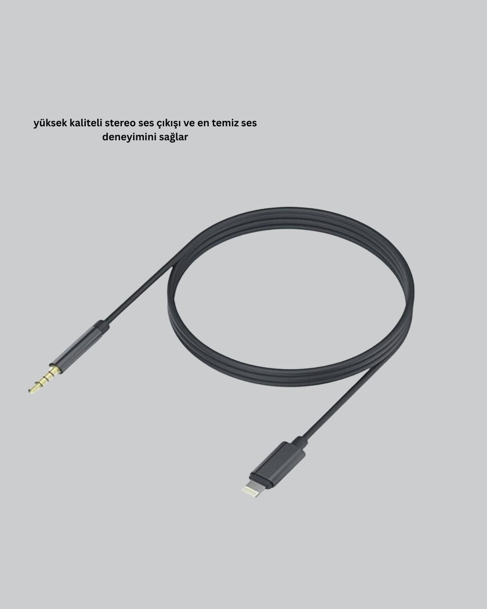 1 Metre Lightning to Aux Çevirici Kablo Stereo Ses Yüksek Kalite