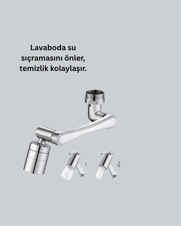 1080° Dönebilen Musluk Başlığı 2 Su Modlu Ayarlanabilir Esnek Tasarım