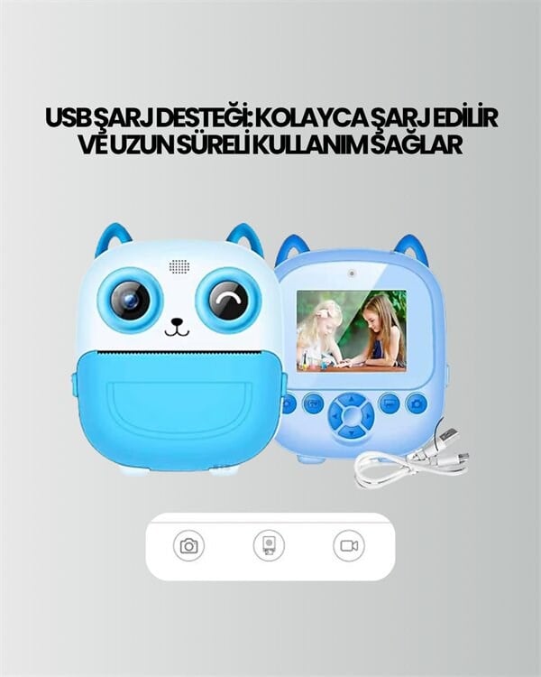 2.4” Ekranlı Mini Kamera – 1080p Kayıt + Mürekkepsiz Yazdırma