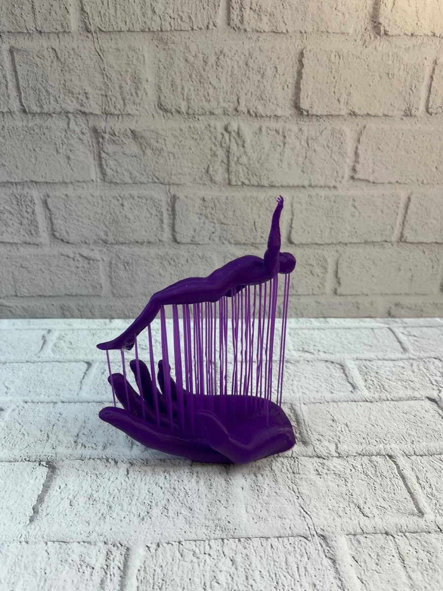 3D El İnsan Figürü Mor Modern Sanatsal Dekoratif Biblo 12x18 cm