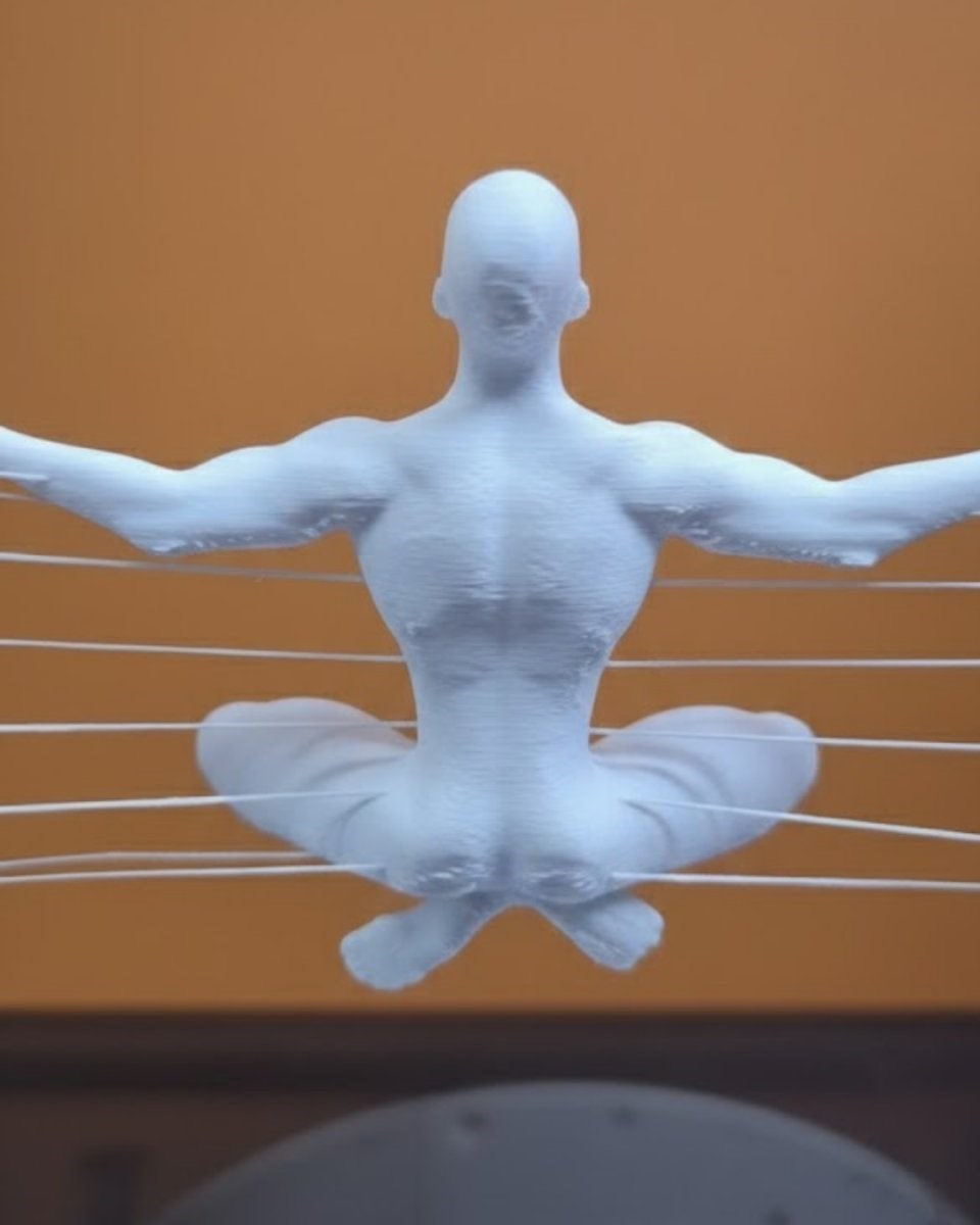 3D Zen Heykeli Ay Formlu Meditasyon Yapan İnsan Figürü Dekor