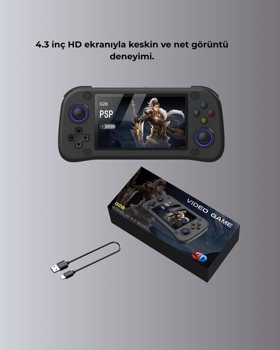 4.3” HD Ekranlı El Konsolu 64GB Hafıza Kartı ve 10000 Yüklü Oyun